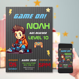 Invitación Juego en el nivel Diversión Videojuego Cumpleaños 