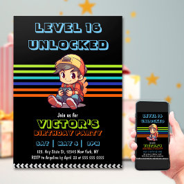 Invitación Juego en el nivel Diversión Videojuego Cumpleaños 