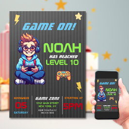 Invitación Juego en el nivel Diversión Videojuego Cumpleaños 