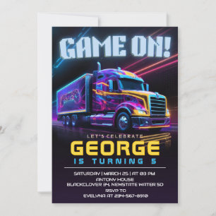 Invitación Juego en la fiesta de cumpleaños del camión