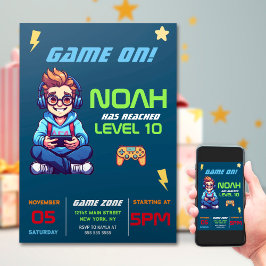 Invitación Juego En La Fiesta De Cumpleaños Del Juego De Víde