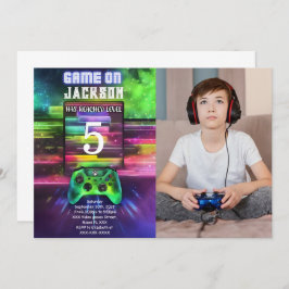 Invitación Juego en marcha, video juego de niños foto cumplea