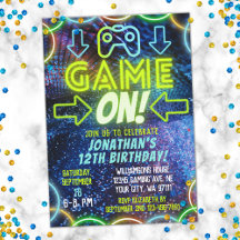 Juego En Neon Glow Video Game Gaming Birday Party
