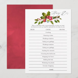 Invitación Juego Floral de Navidad con Acebo para Despedida d
