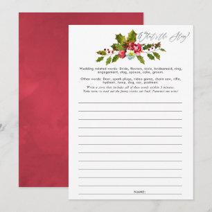 Invitación Juego Floral de Navidad con Acebo para Despedida d