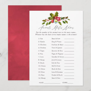 Invitación Juego Floral de Navidad de Novia con Acebo