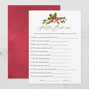 Invitación Juego Floral de Navidad Holly para Despedida de So