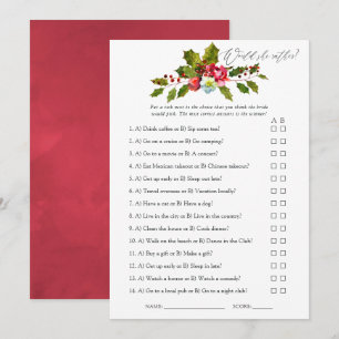 Invitación Juego Floral de Navidad Holly para Despedida de So