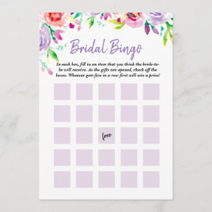 Invitación Juego floral del bingo de la acuarela de la ducha