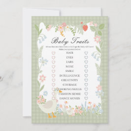 Invitación Juego Green Silly Goose Floral Gingham Baby Trats