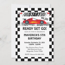 Invitación Juego Listo Go Race Car Red Cumpleaños