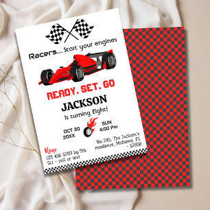 Invitación Juego listo para ir coche de carreras rojas modern