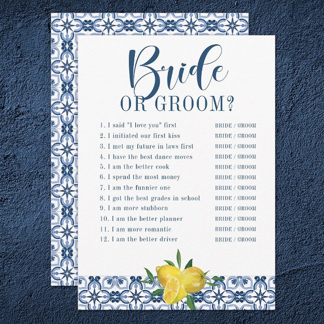 Invitación Juego mediterráneo Blue Tile Lemon Bridal Shower (Subido por el creador)