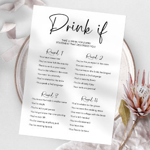 Invitación Juego Minimalista Beber Si Despedida de Soltera