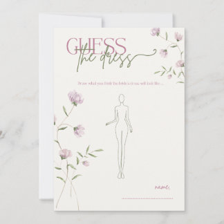 Invitación Juego Minimalista Floral de Adivina el Vestido de