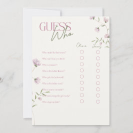 Invitación Juego Minimalista Floral de Adivina Quién Nupcial