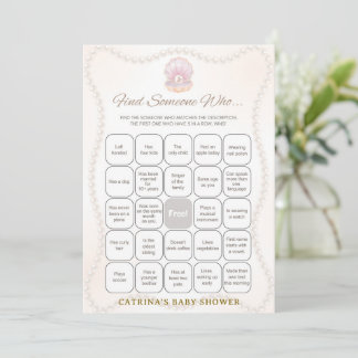 Invitación Juego para baby shower de perla - Nombre editable,