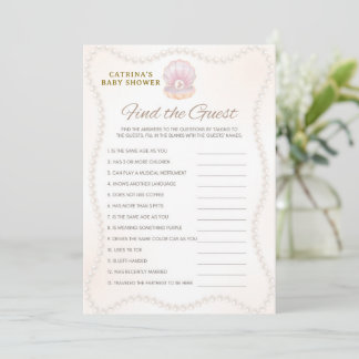 Invitación Juego para baby shower de perla - Nombre editable,