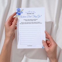 Juego para la ducha de novia Blue Iris ¿A dónde fu