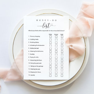 Invitación Juego personalizado de ducha de novia con la lista
