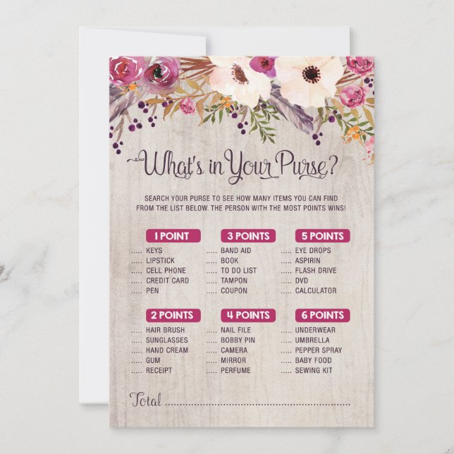 Invitación Juego ruso de Baby Shower qué hay en tu bolsillo (Anverso)