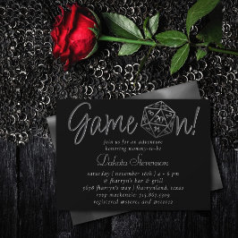 Invitación Juego Silver D20 activado | Fantasy Dice Bridal Sh