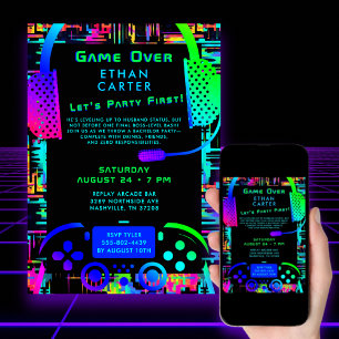 Invitación Juego sobre el tema de videojuegos de Bacheler Par