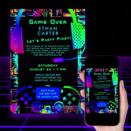 Invitación Juego sobre el tema de videojuegos de Bacheler Par