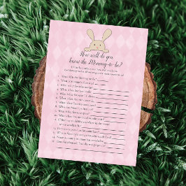 Invitación Juego Tan Bunny Pink Quién Conoce Mejor a Mamá