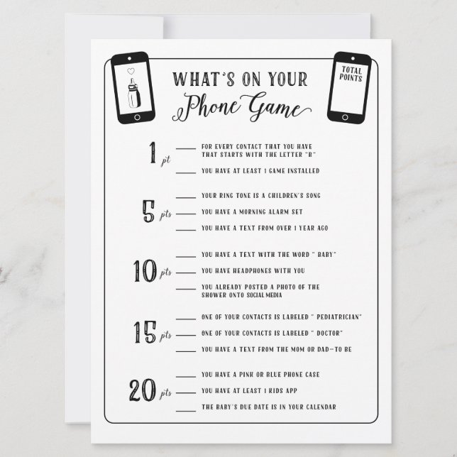 Invitación Juegos Baby Shower Lo que está en tu juego de telé (Anverso)