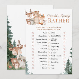 Invitación Juegos de animales del bosque para baby shower de 