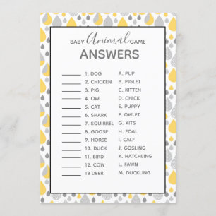 Invitación Juegos de animales para bebés Baby Shower gris/ama