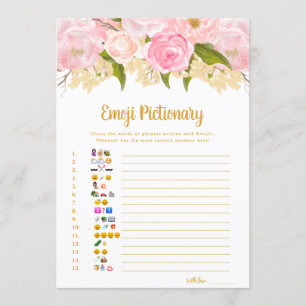 Invitación Juegos De Baby Shower De Emoji Rosa Y Oro