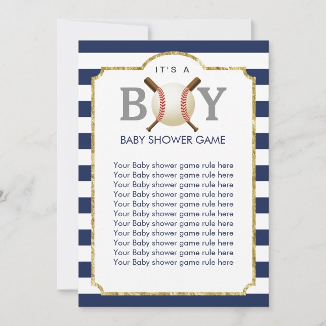 Invitación Juegos de Baby Shower de la Marina de Béisbol (Anverso)