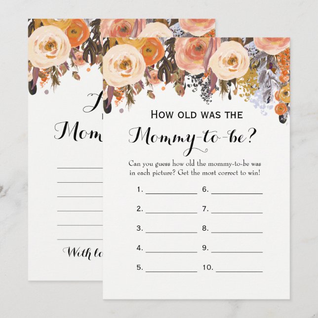 Invitación Juegos de Baby Shower de otoño de doble lado (Anverso / Reverso)