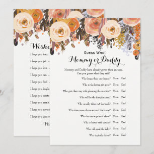 Invitación Juegos de Baby Shower - Deseos para el bebé y Adiv