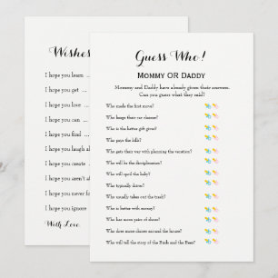 Invitación Juegos de Baby Shower - Deseos para el bebé y Adiv