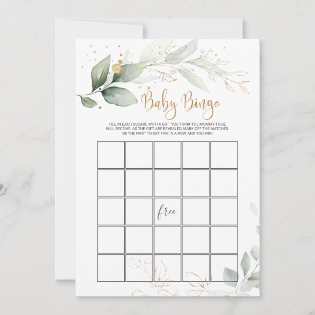 Invitación Juegos de Bingo/Traits de Baby Shower de Verdor (Anverso)