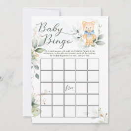 Invitación Juegos de Bingo/Trato de Baby Shower para oso verd