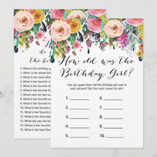 Invitación Juegos de cumpleaños florales x2 - juego de teléfo