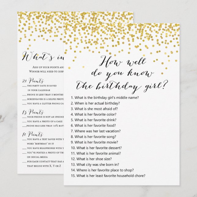 Invitación Juegos de cumpleaños x2 - juego de teléfono | quié (Anverso / Reverso)