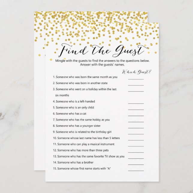 Invitación Juegos de cumpleaños x2 - qué edad| encontrar al i (Anverso / Reverso)