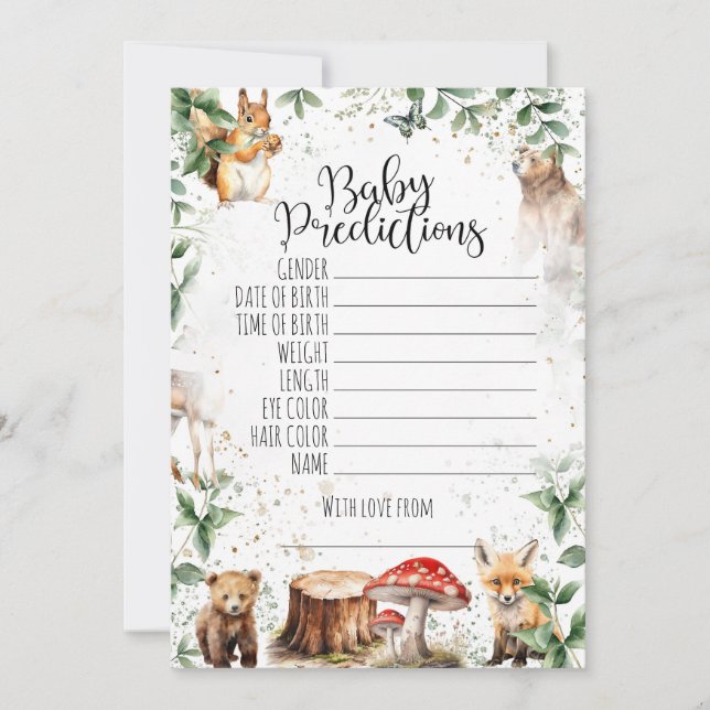 Invitación Juegos de ducha para bebés - Predicciones para beb (Anverso)