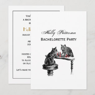 Invitación Juegos de Mesa Dos Gatos jugando Ajedrez Partido R