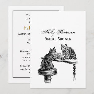 Invitación Juegos de mesa: Dos gatos jugando una partida de a