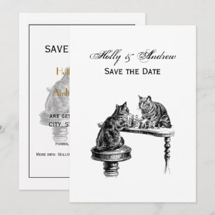 Invitación Juegos de mesa: Dos gatos jugando una partida de a