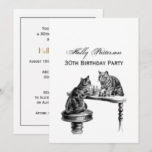 Invitación Juegos de mesa: Dos gatos jugando una partida de a