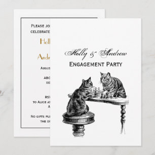 Invitación Juegos de mesa: Dos gatos jugando una partida de a