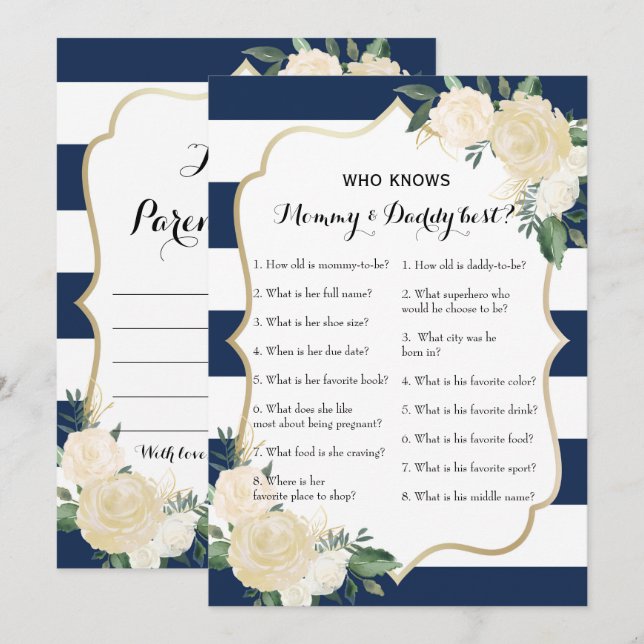 Invitación Juegos laterales dobles de Baby Shower - consejo (Anverso / Reverso)