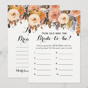 Invitación Juegos nupciales florales de la ducha del otoño